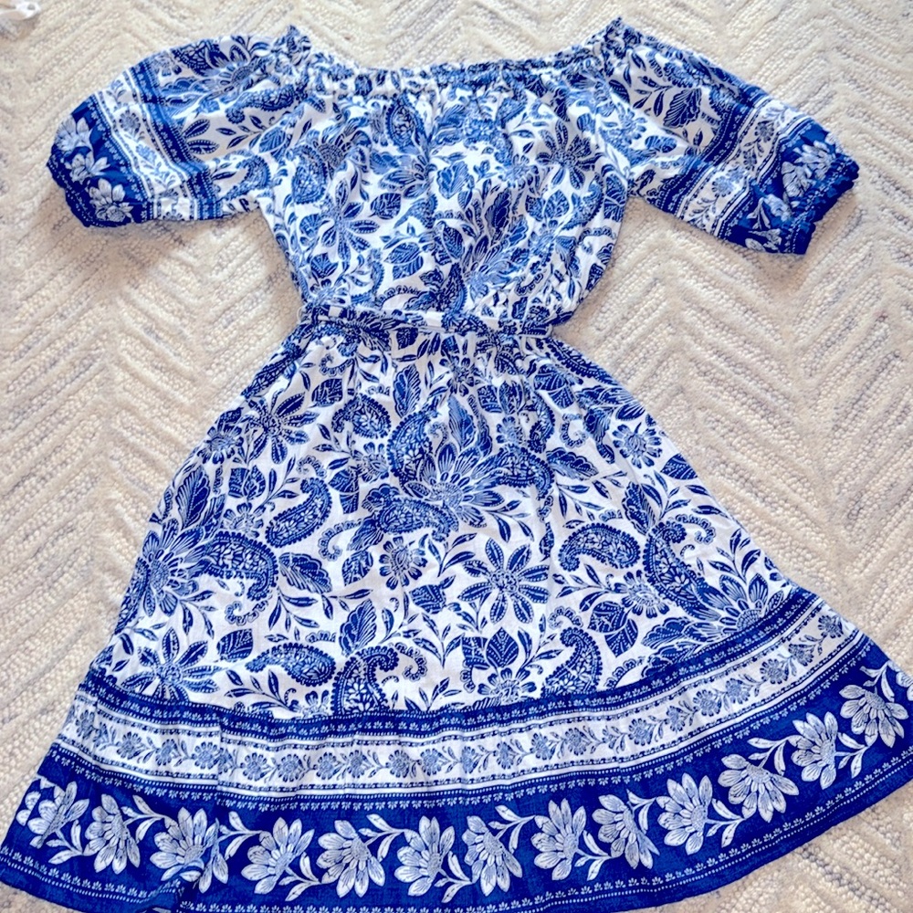 LOFT off the shoulder tie dress